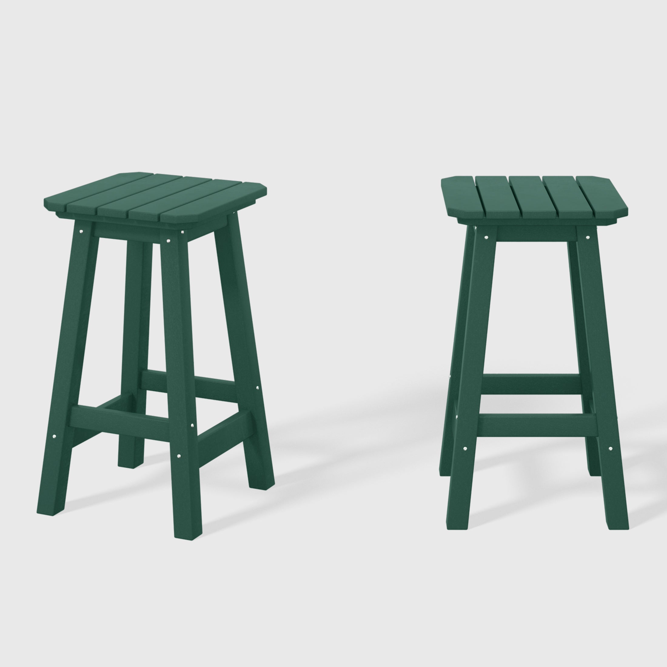 Malibu 24" HDPE Outdoor Patio Counter High Backless Square Bar Stools Set of 2