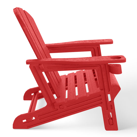 Azura 3-Piece HDPE Plastic Adirondack Patio Chairs With 18" Square Side Table Set