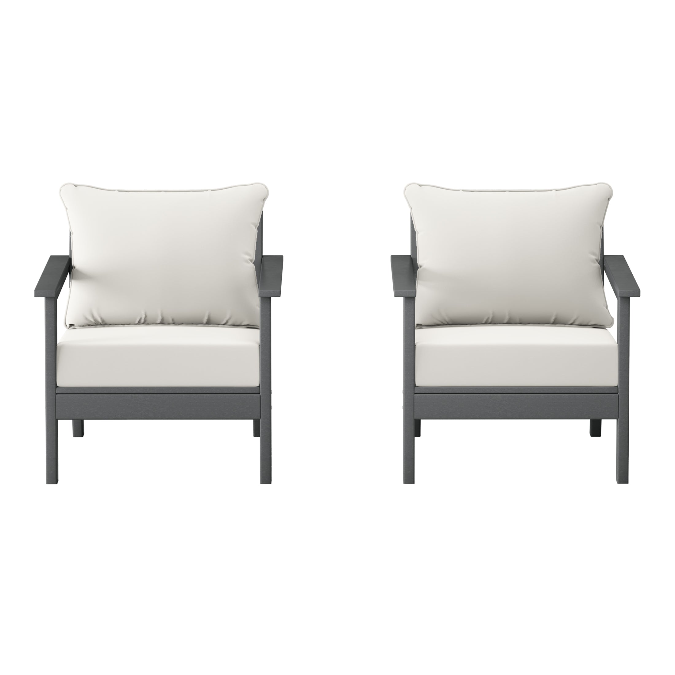 Avalon Outdoor Modern HDPE Patio Club Chairs with Deep Seat Cushions (Set of 2)