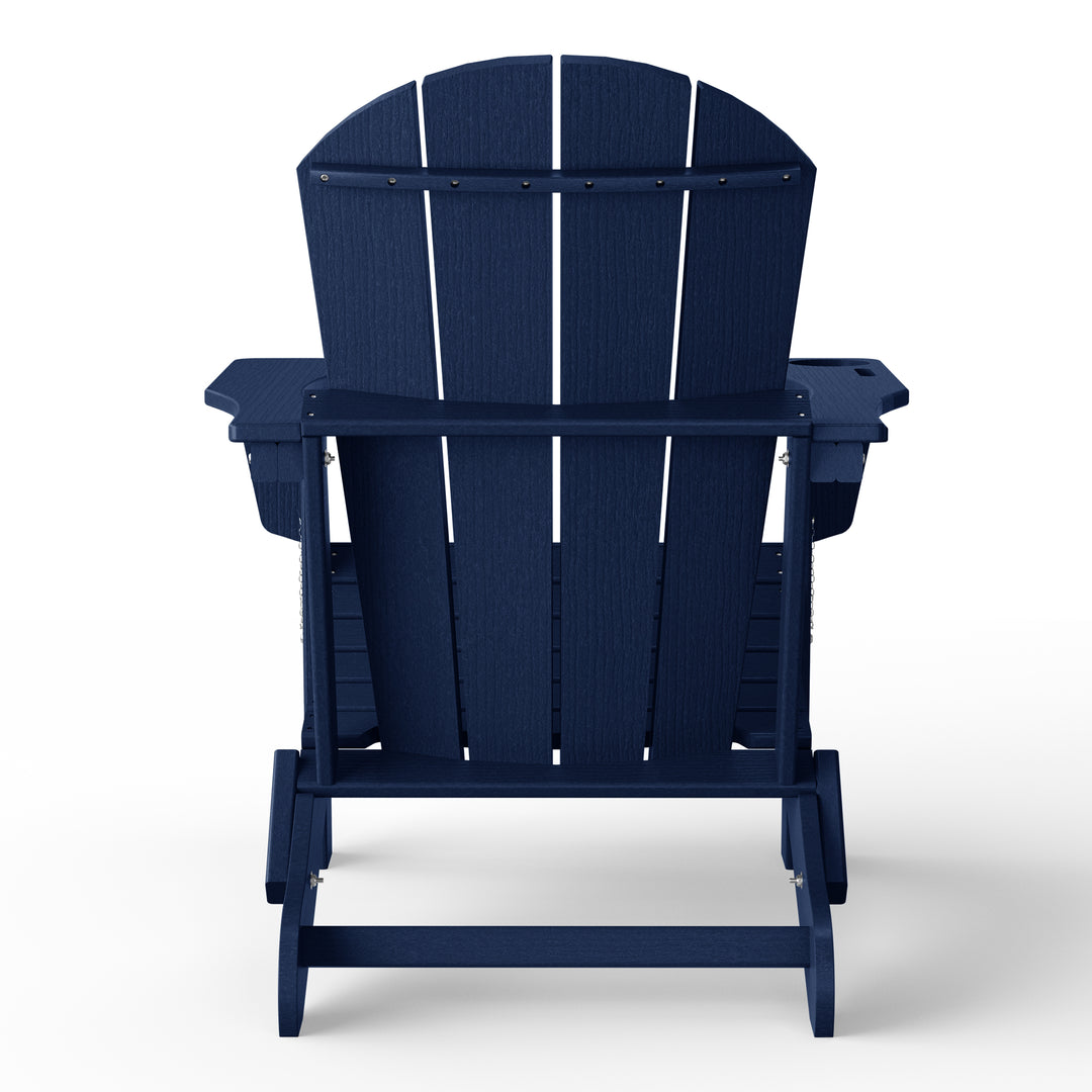 Nantucket Outdoor Patio HDPE Resin Adirondack Chair With Cup Holder and Phone Holder