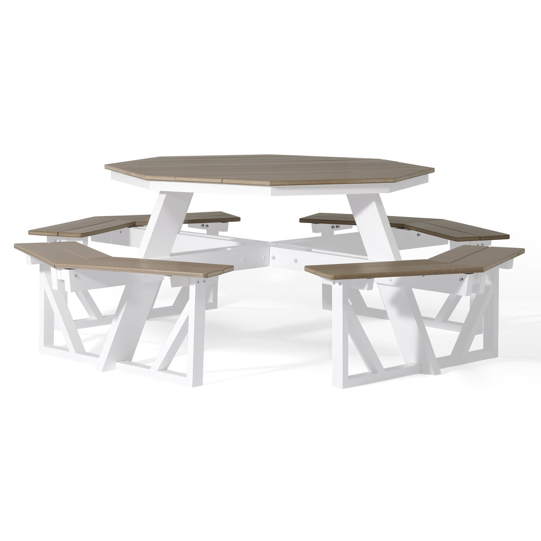 Greenville Outdoor 48" HDPE 8-Person Patio Octagon Picnic Table