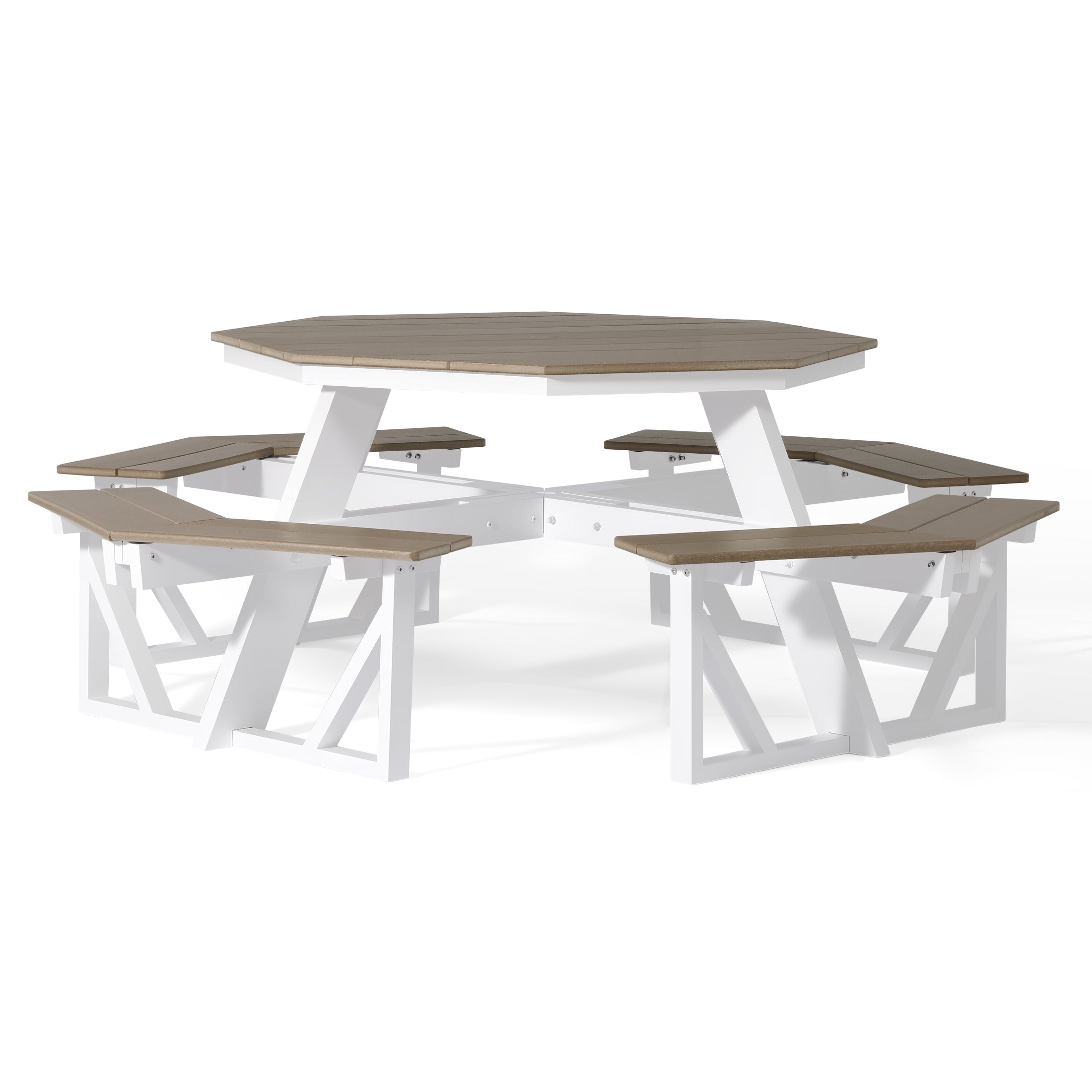Greenville Outdoor 48" HDPE 8-Person Patio Octagon Picnic Table