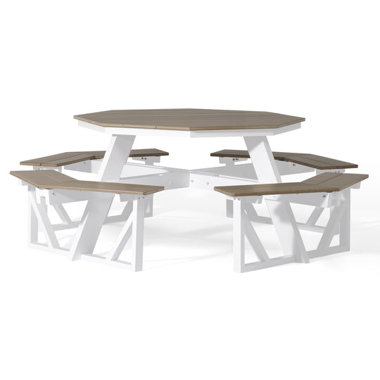 Greenville Outdoor 48" HDPE 8-Person Patio Octagon Picnic Table