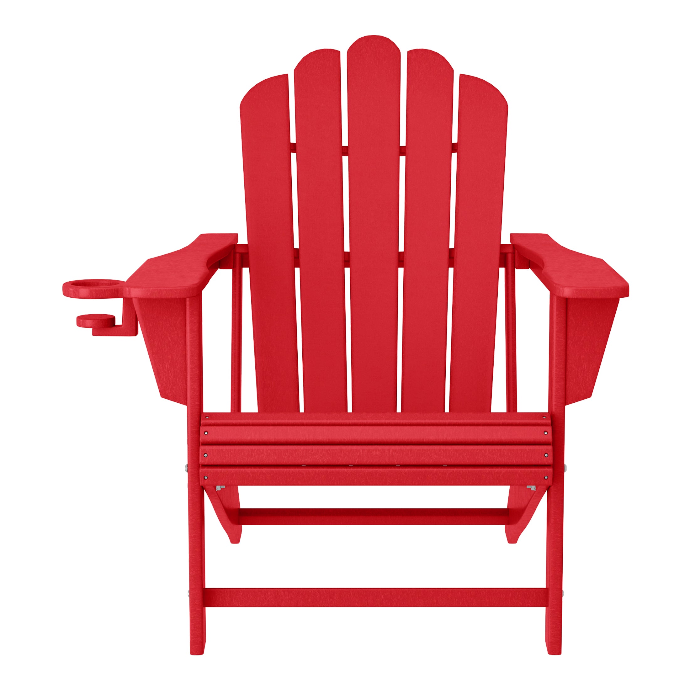 Highland 4-Piece Outdoor Patio HDPE Adirondack Chairs With Ottomans and Cup Holder Set