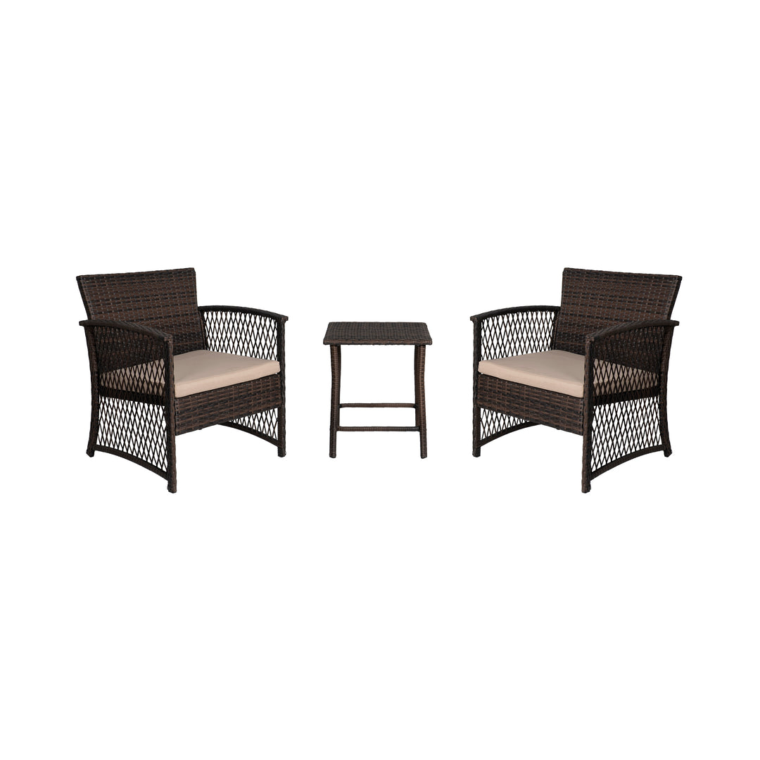 Melvi 3-Piece Outdoor Patio Wicker Conversation Set, Coffee