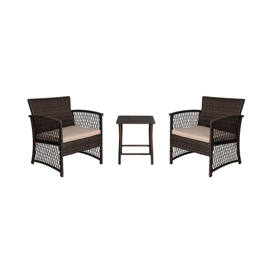 Melvi 3-Piece Outdoor Patio Wicker Conversation Set, Coffee