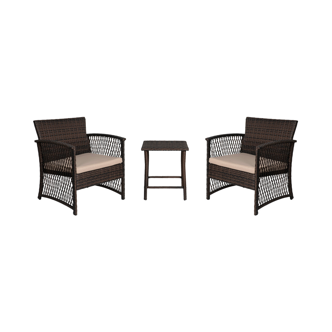 Melvi 3-Piece Outdoor Patio Wicker Conversation Set, Coffee