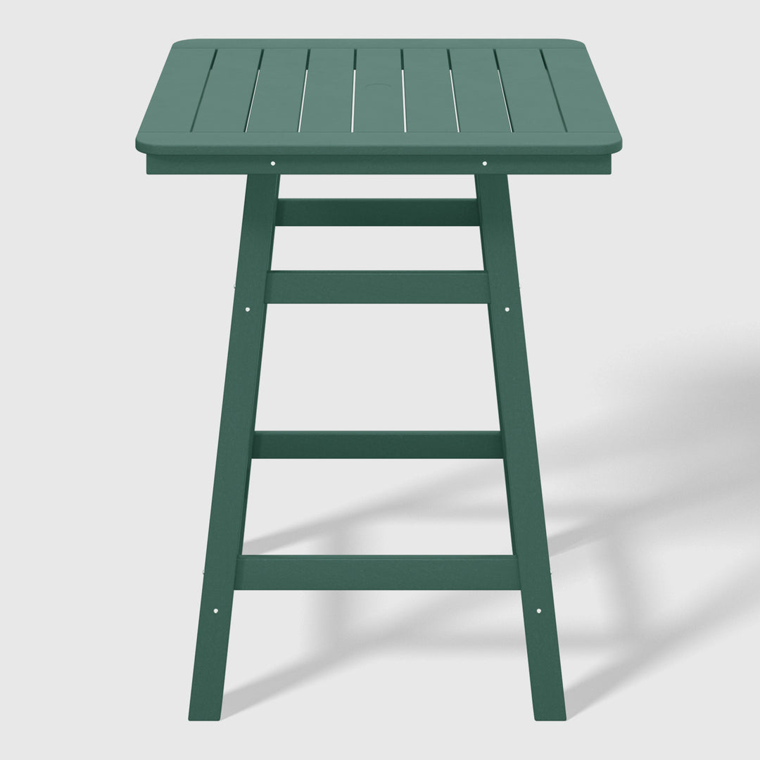 Malibu 30" Square Outdoor Patio Counter High Bistro Bar Table With Umbrella Hole