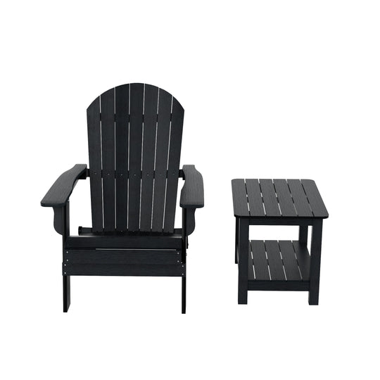 Tuscany HIPS 2-Piece Outdoor Folding Adirondack Chair With Side Table Set