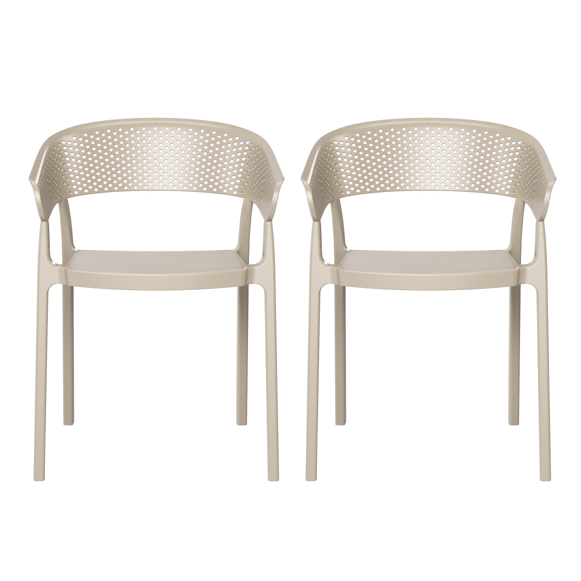 Playa Outdoor Modern Stackable Plastic Resin Patio Dining Armchair (Set of 2)