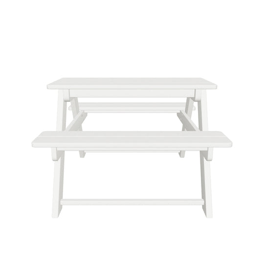 Malibu Outdoor Patio Kids HDPE Plastic Picnic Bench Table