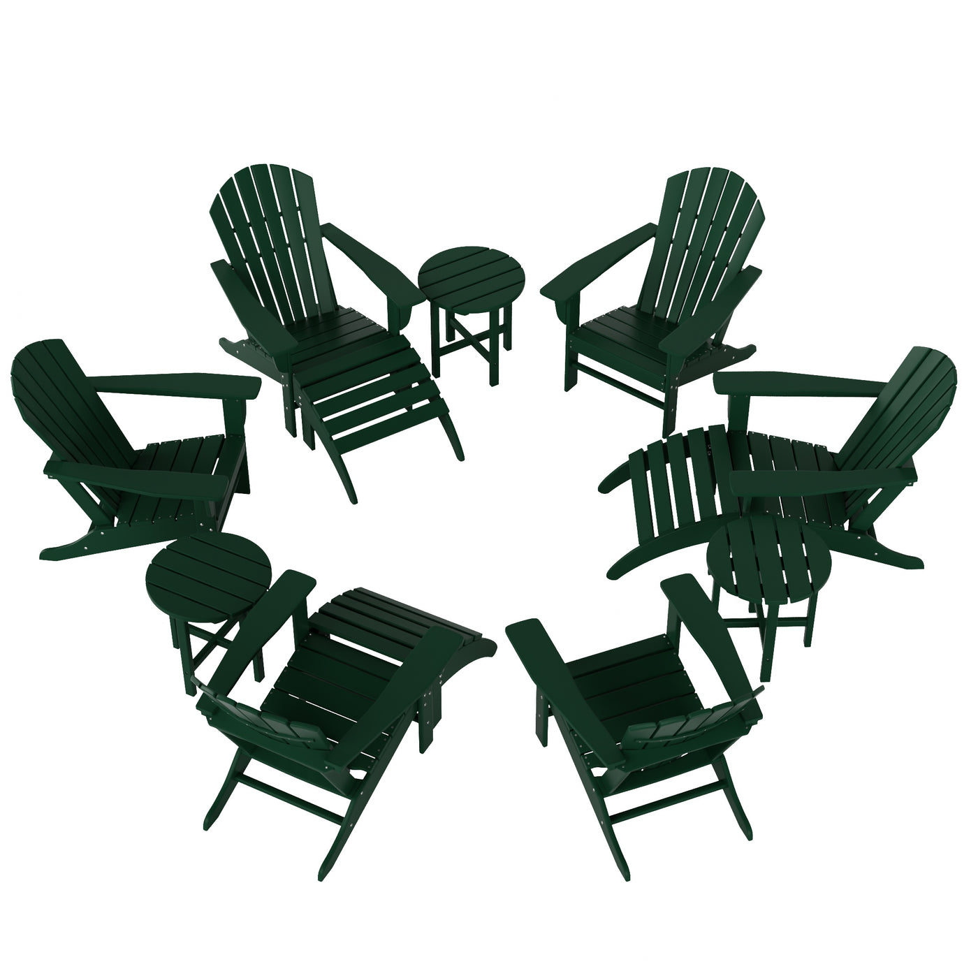 Dylan 12-Piece Outdoor Adirondack Chair With Ottoman And Side Table