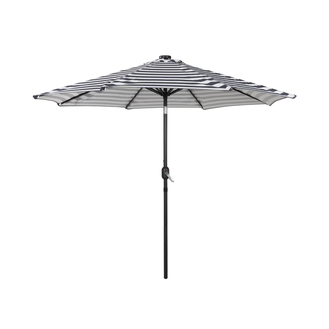 Cyrus 9 ft. Patio Solar Power LED Market Umbrella with Round Black Base