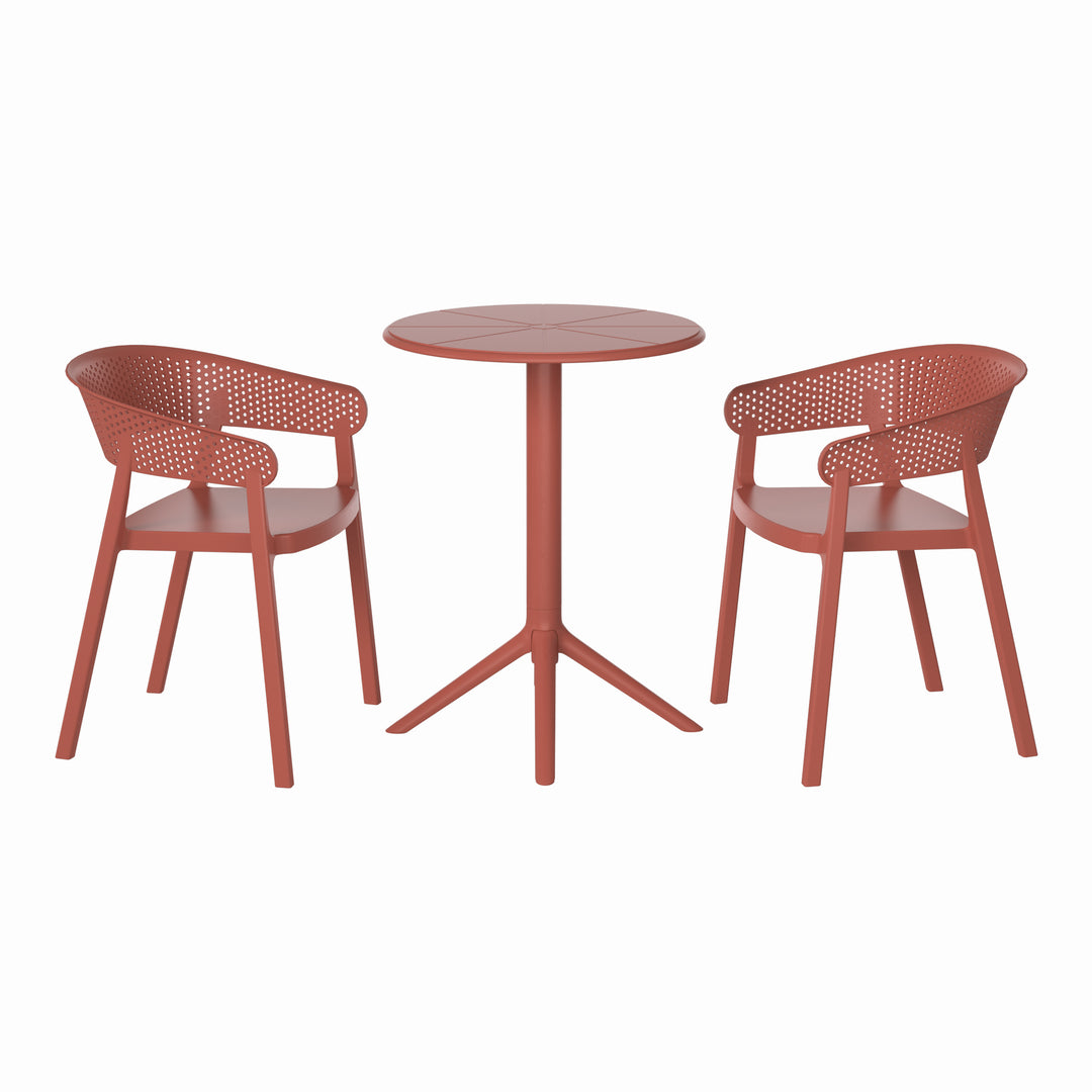 Playa 3-Piece Outdoor Resin Patio Bistro Table Set with Stackable Patio Dining Side Chairs