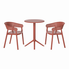 Playa 3-Piece Outdoor Resin Patio Bistro Table Set with Stackable Patio Dining Side Chairs