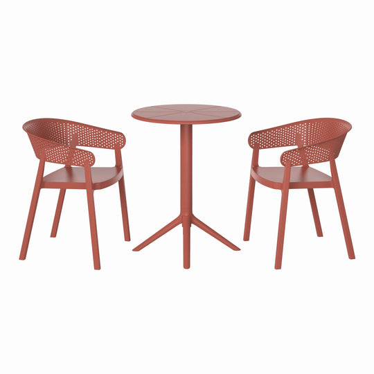 Playa 3-Piece Outdoor Resin Patio Bistro Table Set with Stackable Patio Dining Side Chairs