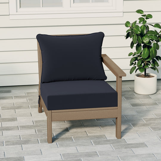Avalon Outdoor Patio HDPE Right Arm Sectional Corner Club Chair with Patio Cushions