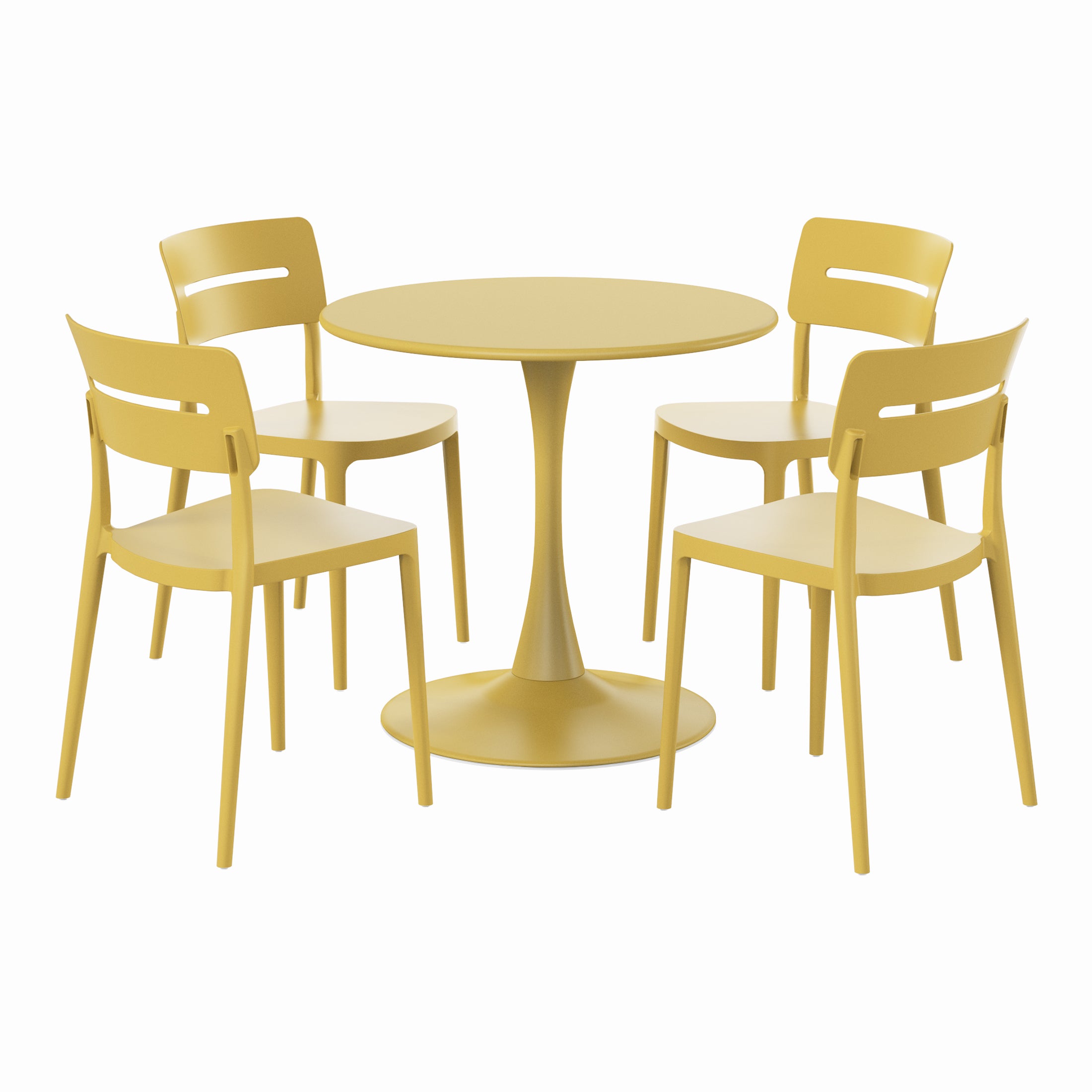 Playa 5-Piece Outdoor Indoor Round Metal Patio Dining Table Set With Stackable Patio Chairs