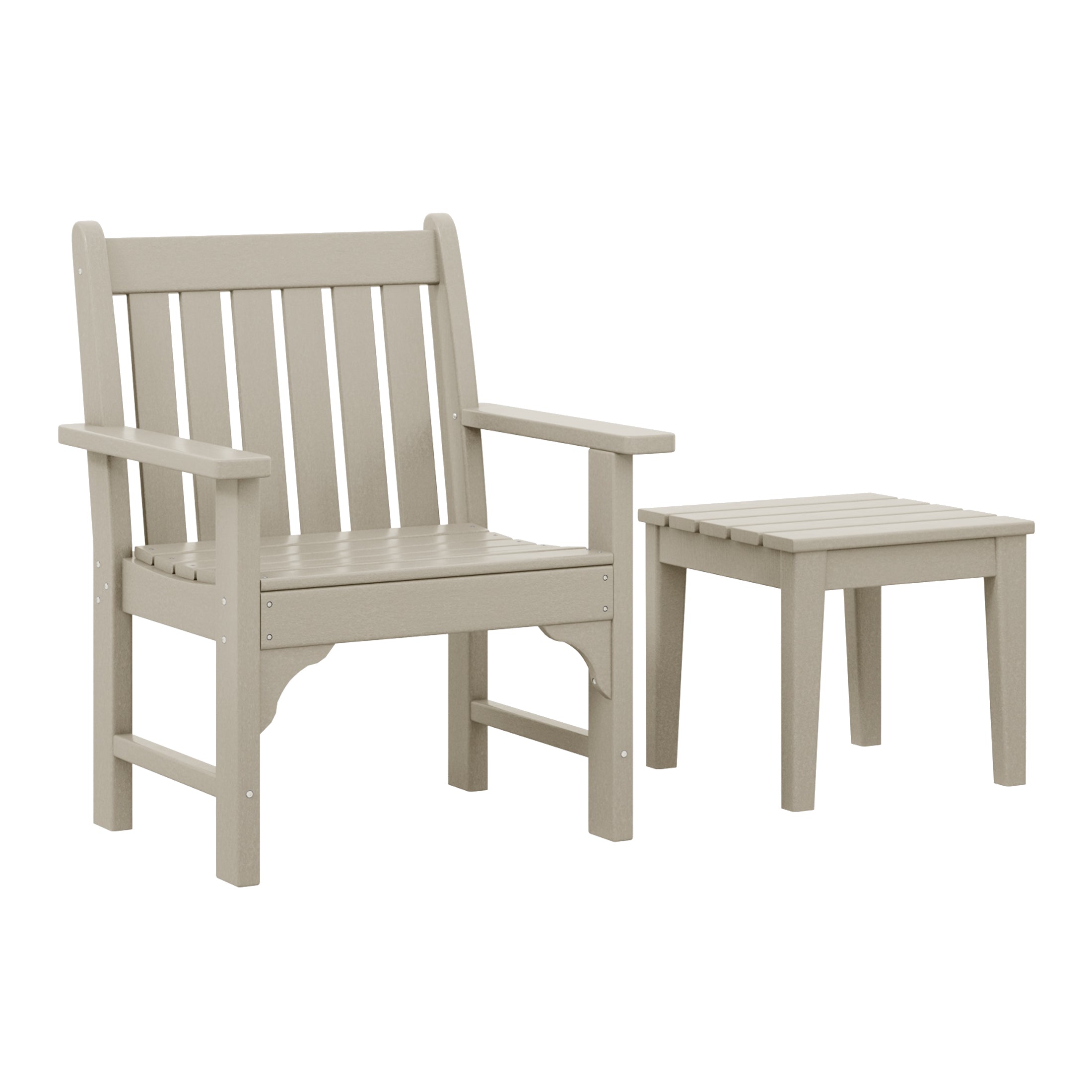 Malibu Outdoor Patio 2-Piece HDPE Adirondack Garden Chair with Square Adirondack Side Table Set