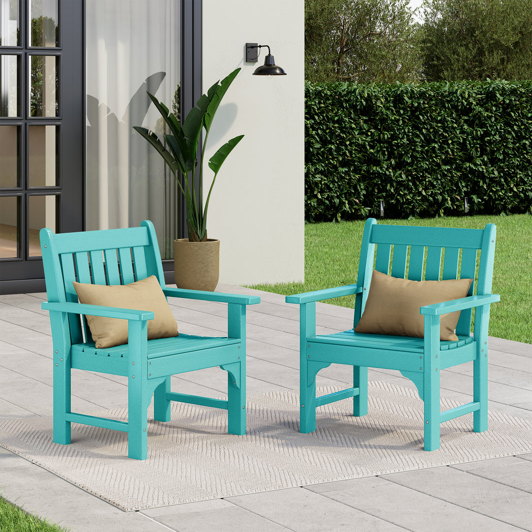 Malibu Outdoor Patio HDPE Adirondack Dining Arm Chairs (Set of 2)