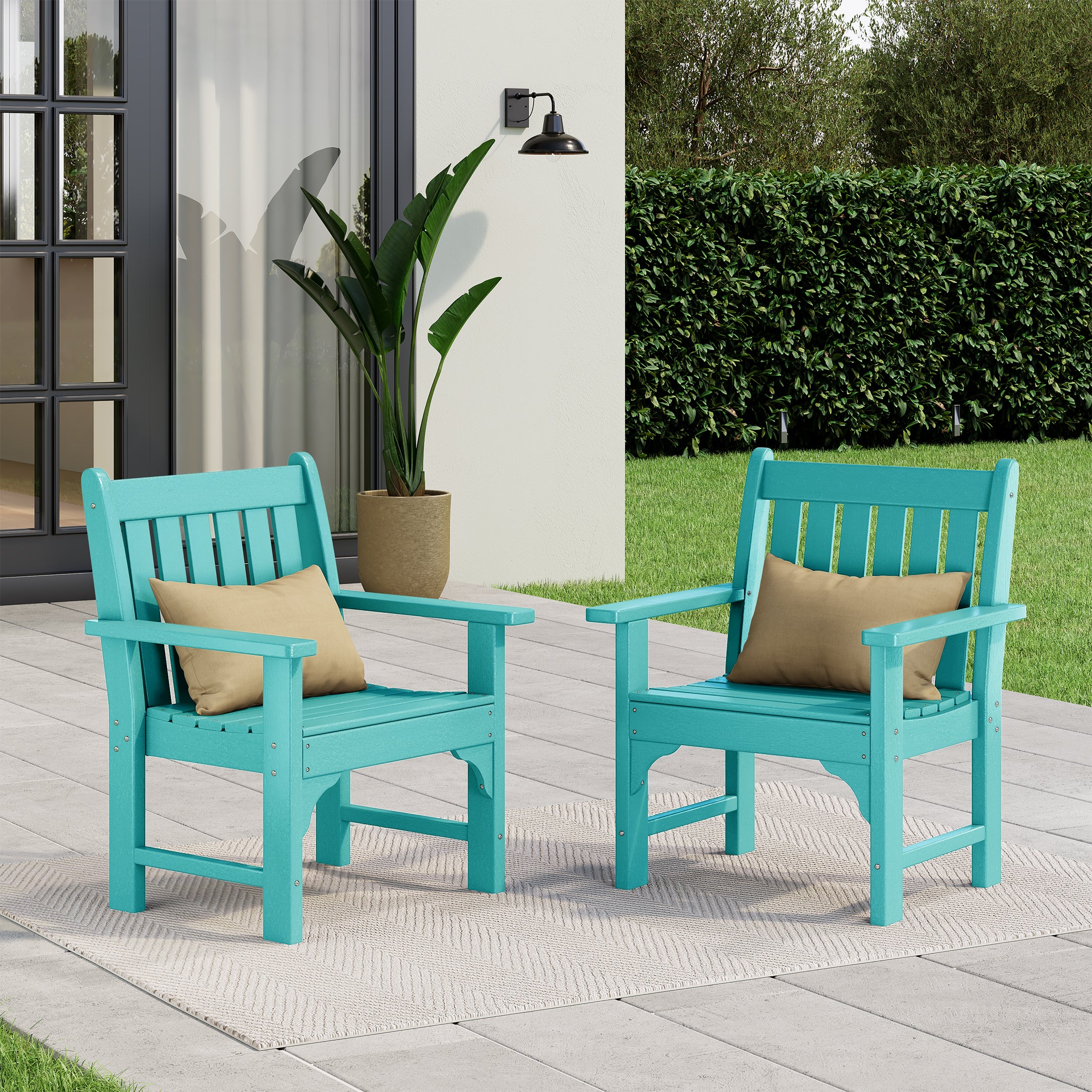 Malibu Outdoor Patio HDPE Adirondack Dining Arm Chairs (Set of 2)