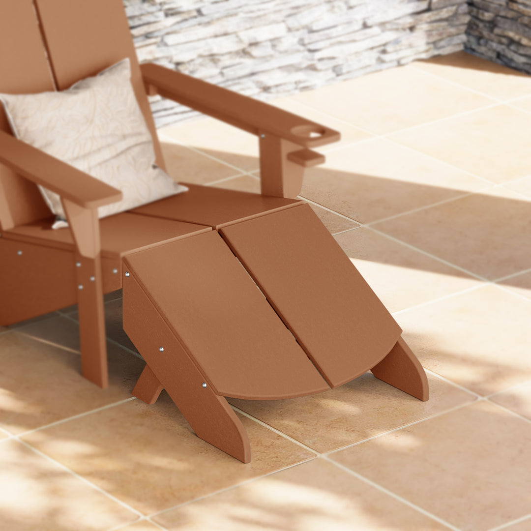 Riviera Modern HDPE Plastic Folding Patio Adirondack Ottoman