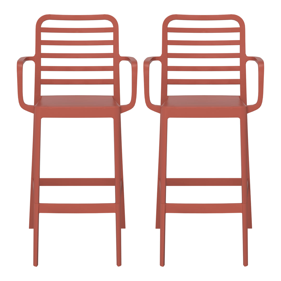 Playa 29.5" Outdoor Polypropylene Plastic Patio Bar Height Stools (Set of 2)