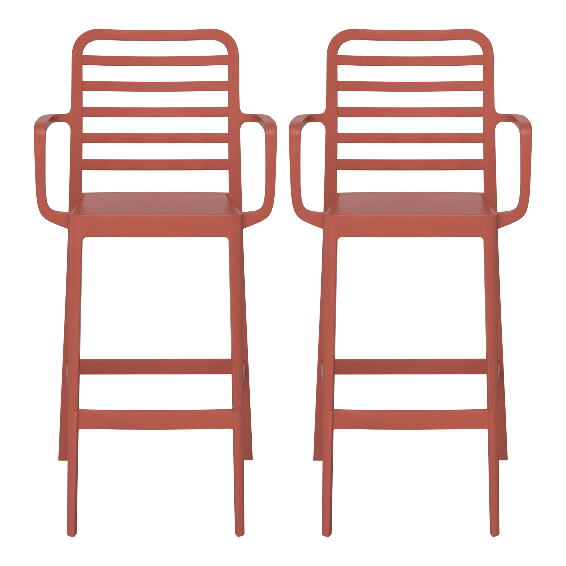 Playa 29.5" Outdoor Polypropylene Plastic Patio Bar Height Stools (Set of 2)