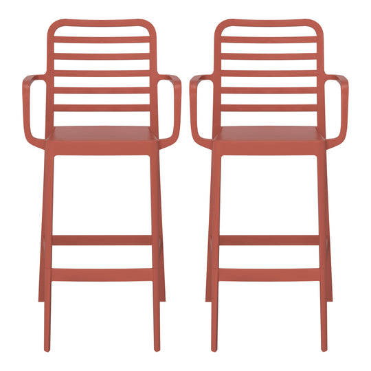 Playa 29.5" Outdoor Polypropylene Plastic Patio Bar Height Stools (Set of 2)