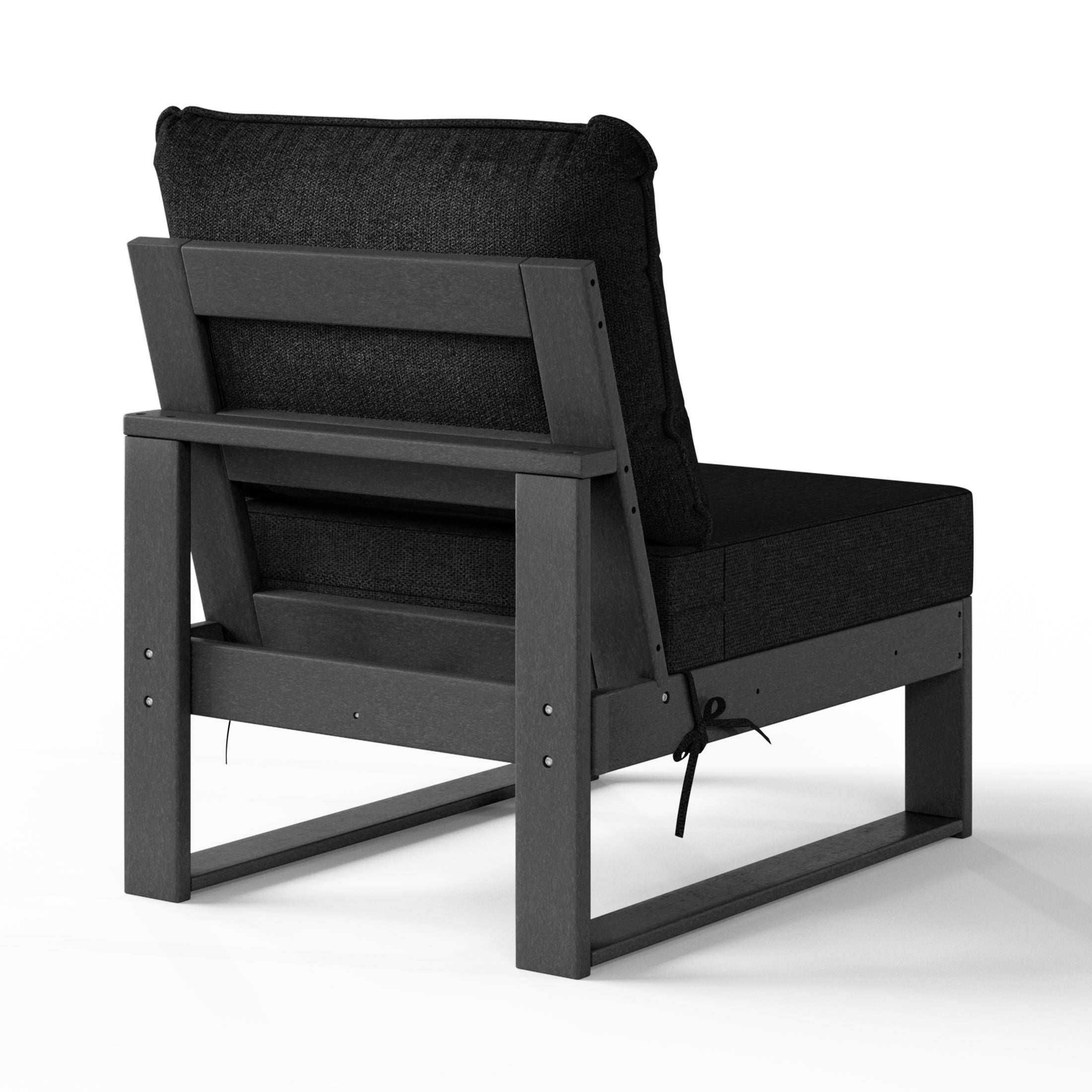 Montara Outdoor HDPE Sectional Armless Chair with Water-Proof Patio Cushions