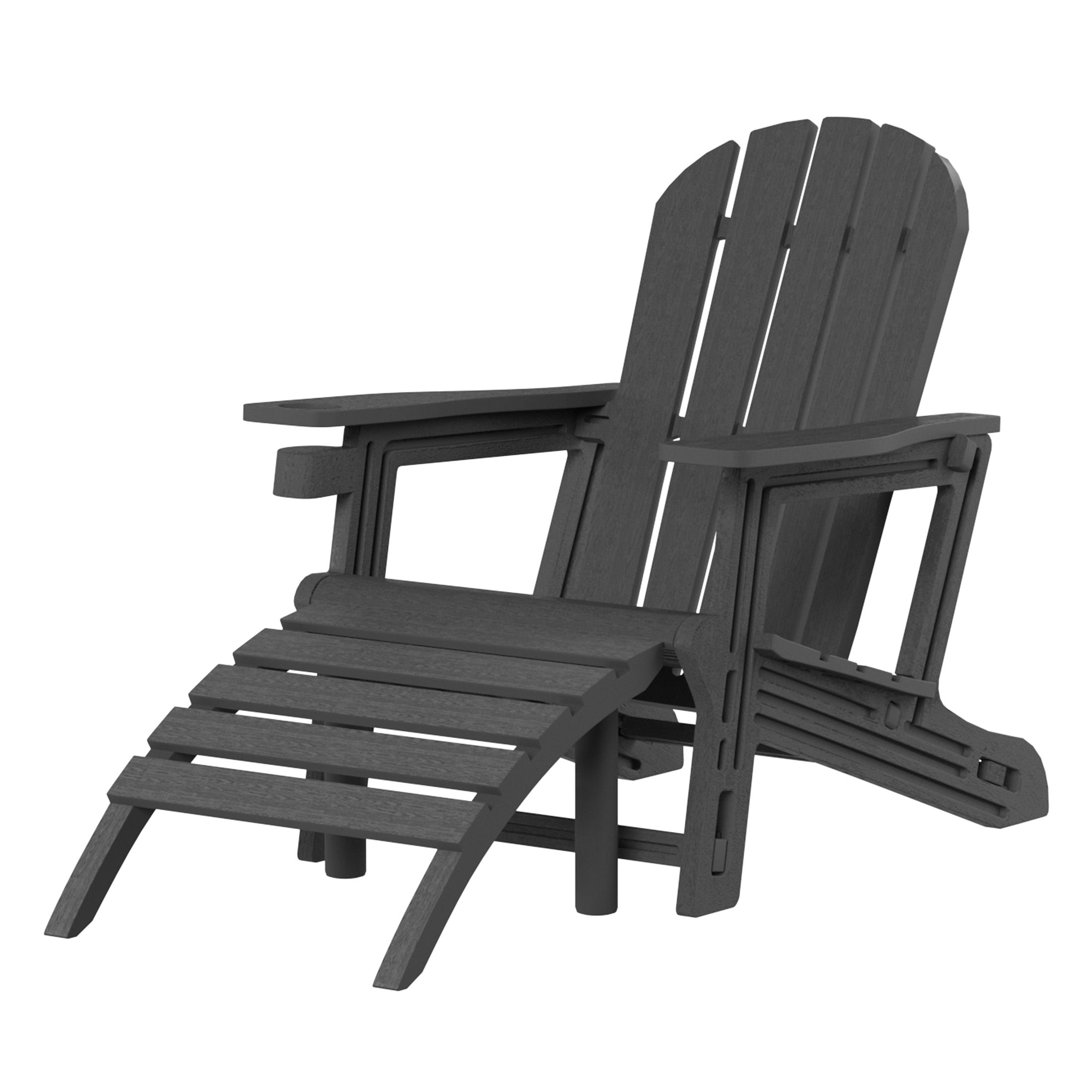 Azura No-Tools Outdoor HDPE Patio Adirondack Chair with Patio Ottoman