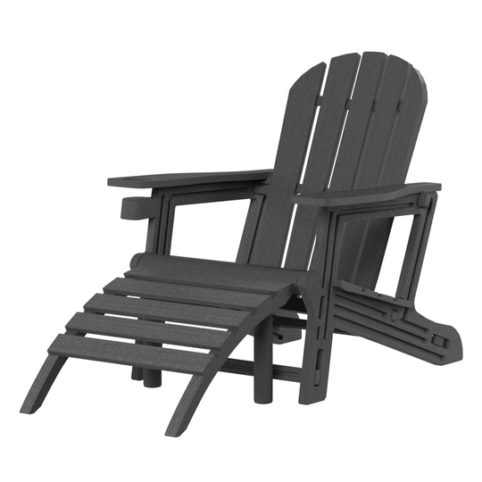 Azura No-Tools Outdoor HDPE Patio Adirondack Chair with Patio Ottoman