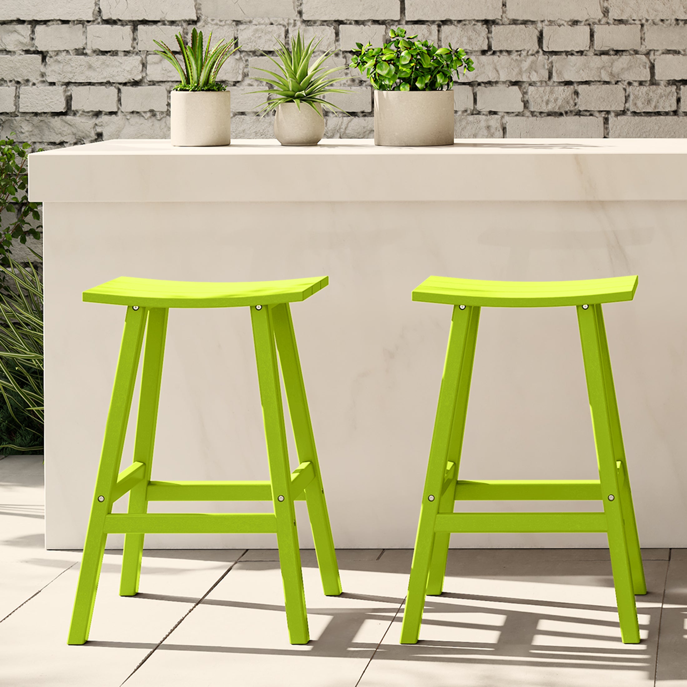 Malibu 29" HDPE Outdoor Patio Bar Height Bar Stools (Set of 2)