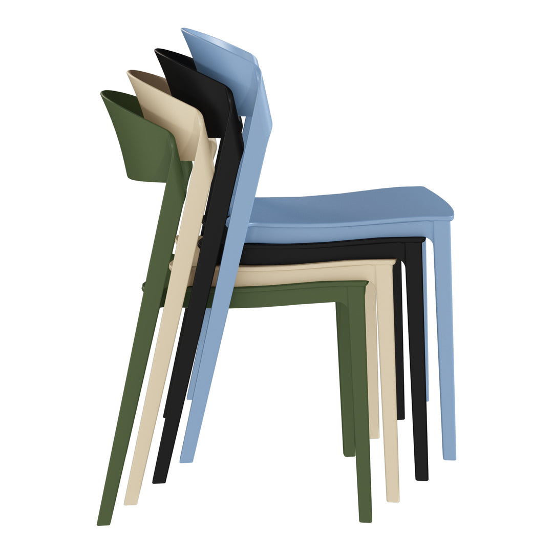 Playa Outdoor Modern Stackable Plastic Patio Bistro Dining Side Chairs (Set of 2)
