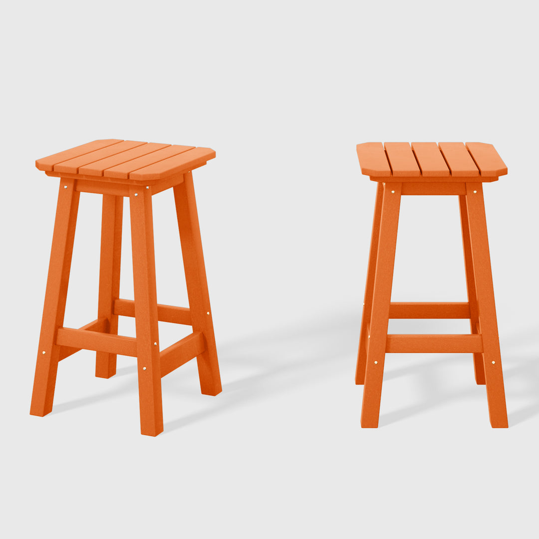 Malibu 24" HDPE Outdoor Patio Square Counter Height Bar Stool (Set of 2)