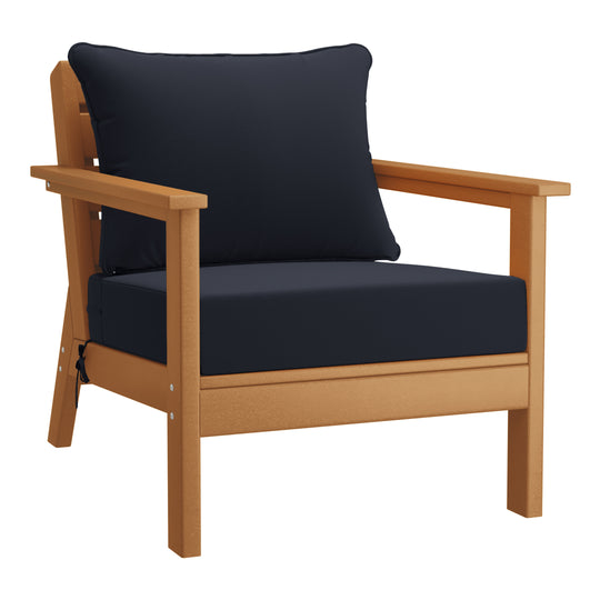 Avalon Outdoor Modern HDPE Patio Club Chairs with Deep Seat Cushions (Set of 2)
