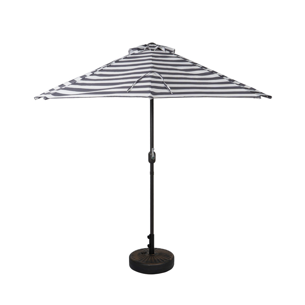 Lanai 9 ft. Aluminum Half Market Crank Lift Patio Umbrella with Base