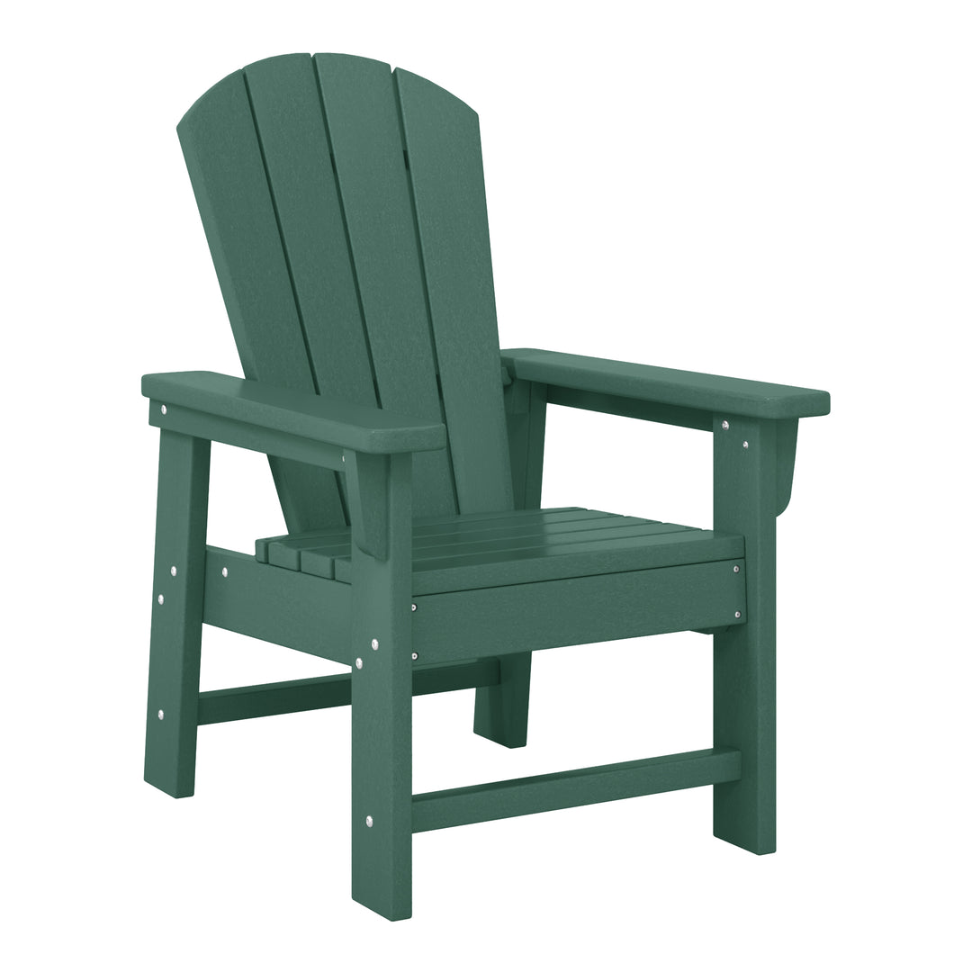 Malibu 2-Piece Kids Outdoor HDPE Adirondack Chair With Square Side Table Set