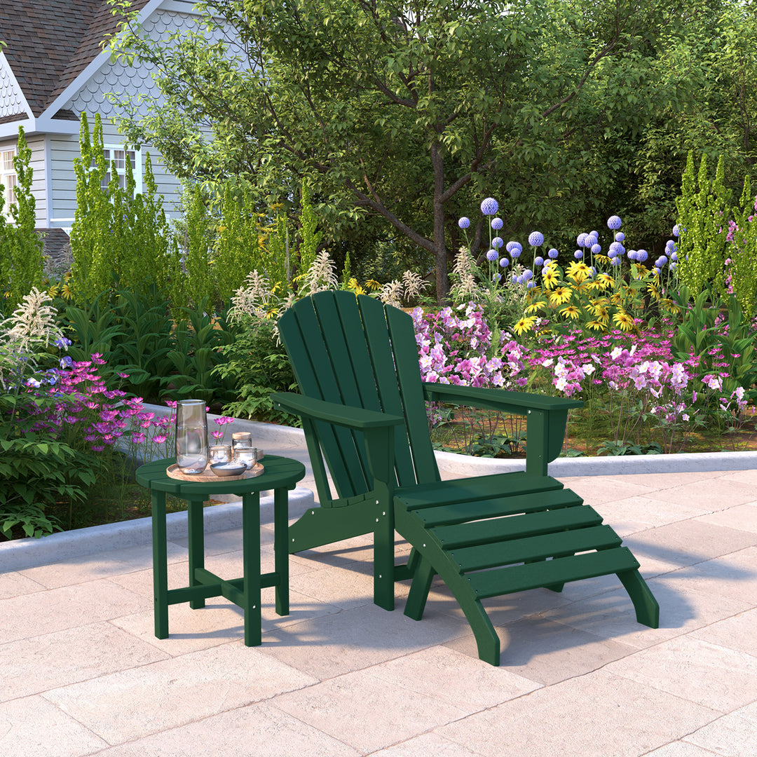 Dylan Outdoor Adirondack Chair With Ottoman And Side Table 3-Piece Set