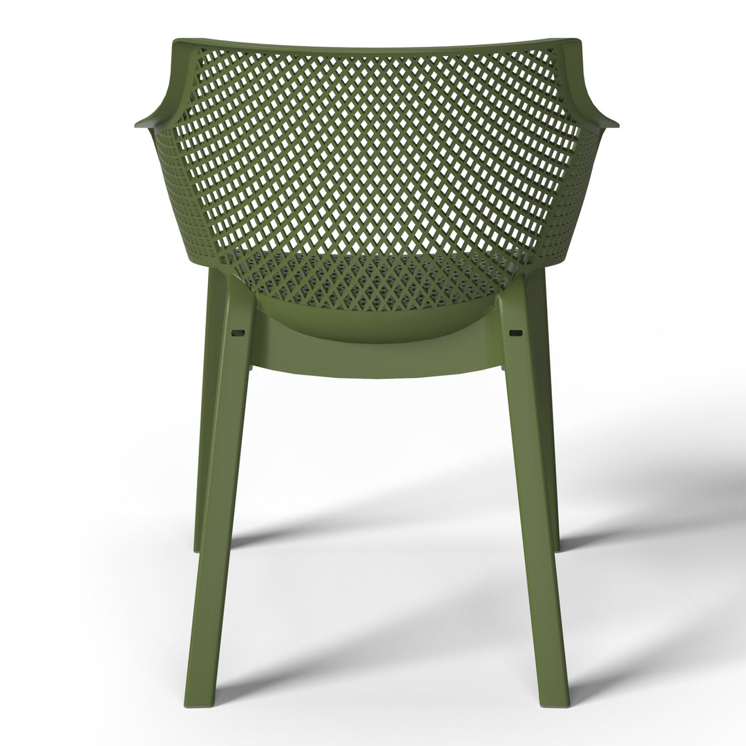 Playa Outdoor Modern Stackable Plastic Resin Patio Dining Armchair (Set of 4)