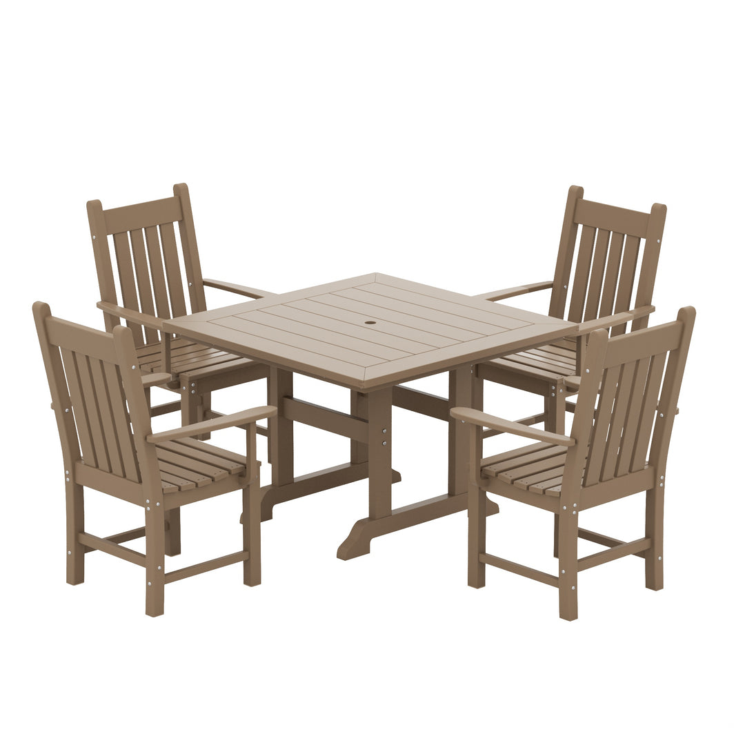 Malibu 5 Piece Outdoor Patio Dining Set Outdoor Square Table and Armchair Set