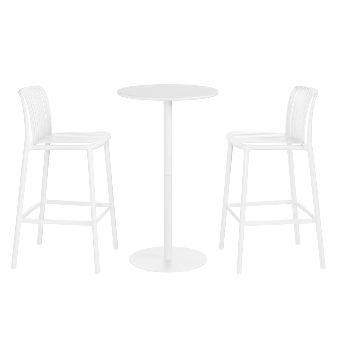 Playa 3-Piece Patio Adjustable Bar Table with Stackable Patio Bar Stools