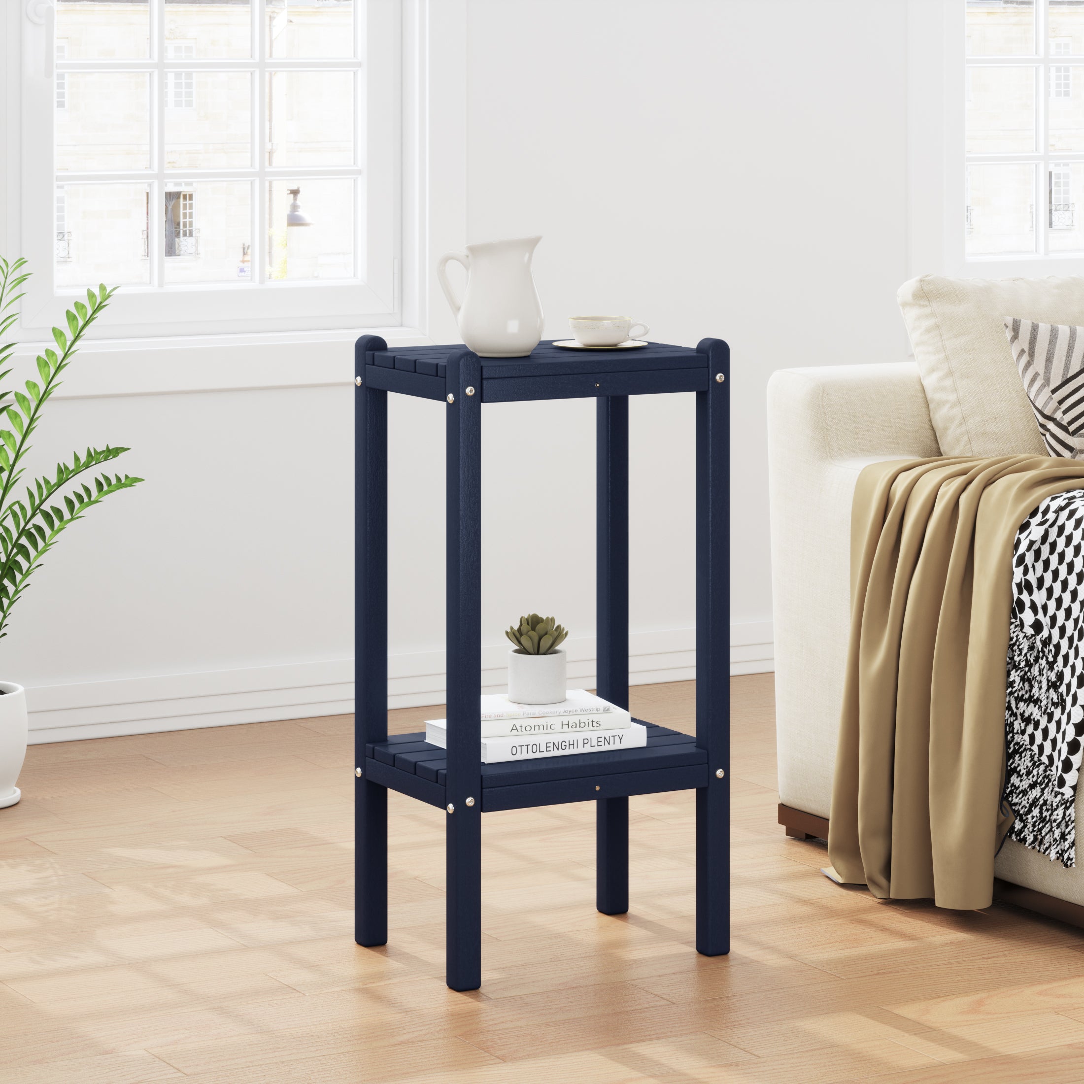 Malibu 36" Outdoor Adirondack HDPE 2-Tier Patio Side Table