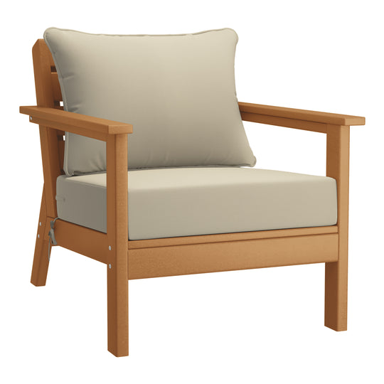Avalon Outdoor Modern HDPE Patio Club Chairs with Deep Seat Cushions (Set of 2)