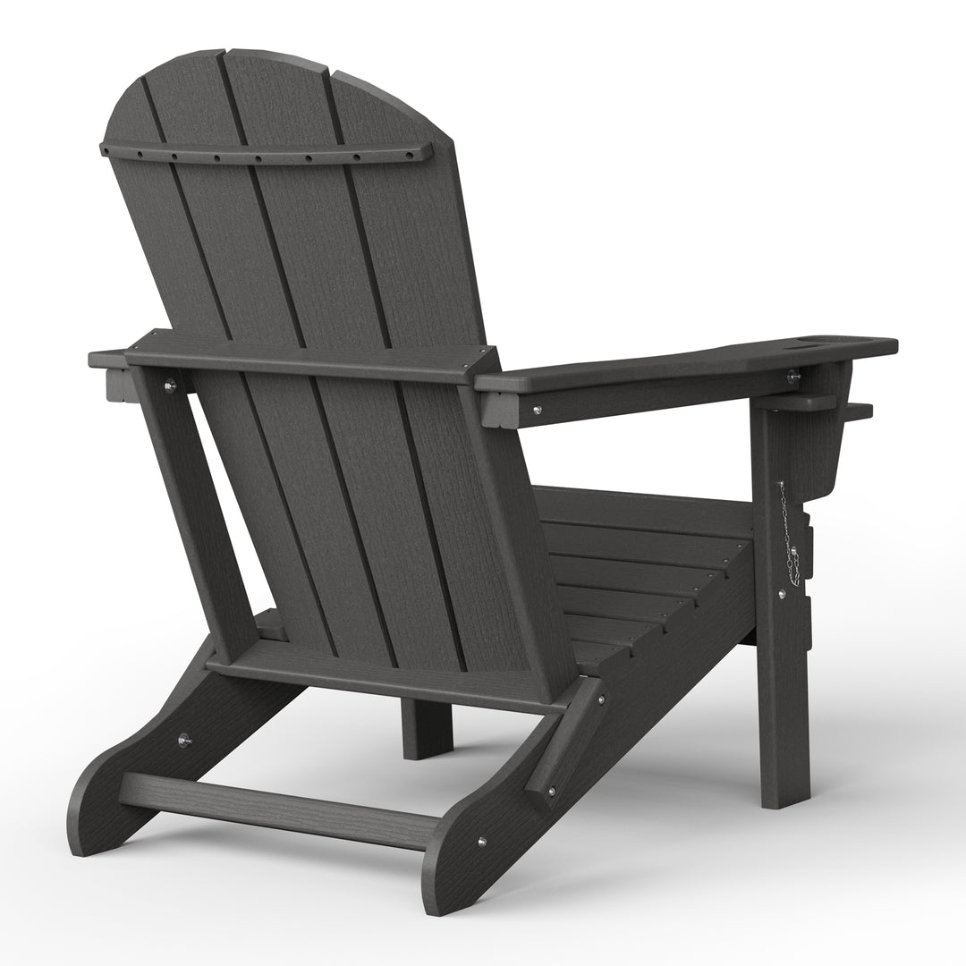 Nantucket Outdoor Patio HDPE Resin Adirondack Chair With Cup Holder and Phone Holder