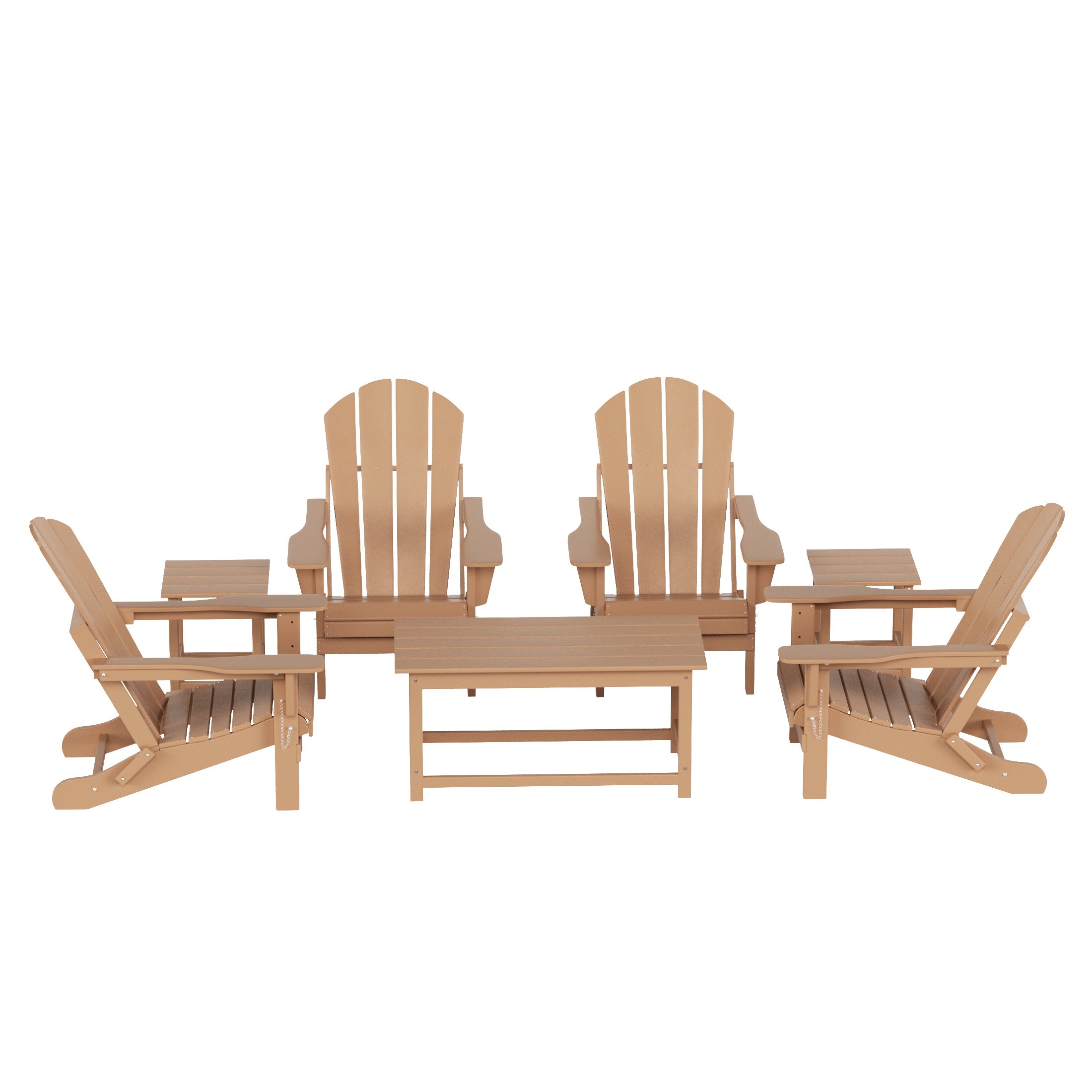 Malibu 7-Piece set Outdoor / Patio Adirondack chairs with a Coffee and t side tables ( 4 seater )