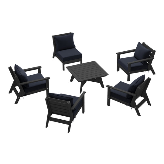 Avalon Outdoor 6-Piece Modular Sectional Patio Furniture Sofa Set