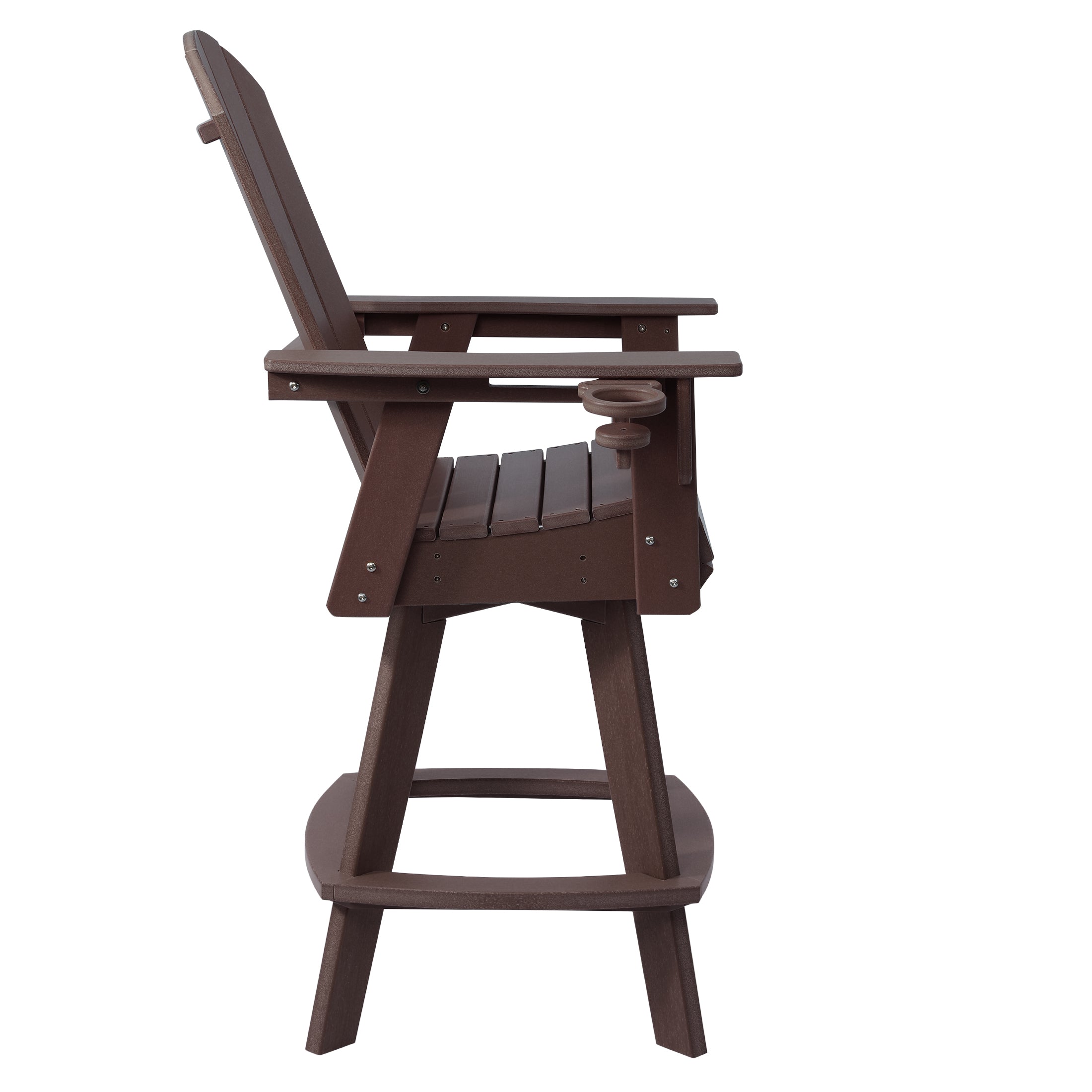 Malibu Outdoor HDPE Swivel Adirondack Bar Height Chair With Cup Holder