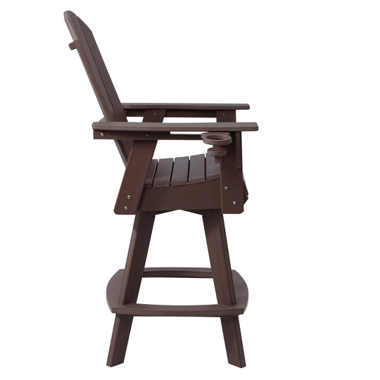 Malibu Outdoor HDPE Swivel Adirondack Bar Height Chair With Cup Holder