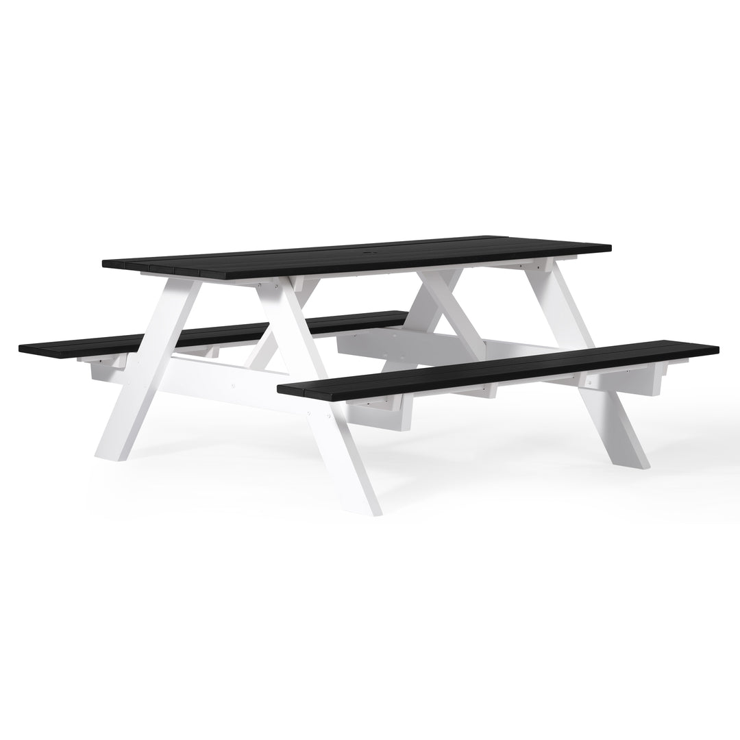 Greenville Outdoor 70" HDPE Plastic Picnic Table Bench With Umbrella Hole